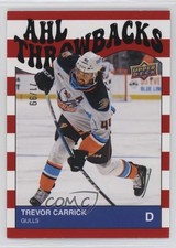 2023-24 Upper Deck AHL Throwbacks Red Stripes 71/99 Trevor Carrick #TB-5 0q3