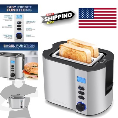 Stainless Steel 2 Slice Toaster with 6 Toast Settings and Defrost Function