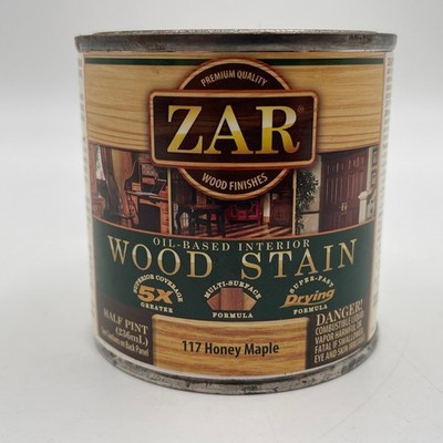 ZAR Oil-Based Interior Wood Stain 117 Honey Maple Half Pint 236mL 11706