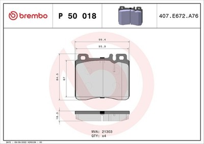 Bremsbelagsatz Vorne Girling-System für Mercedes W140 C140 91-99