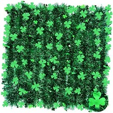 3 Pack Total 49.2 Ft St. Patrick's Day Shamrock Tinsel Garland Decor Green