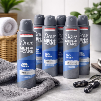 6-Pack Dove Men+Care COOL FRESH Antiperspirant Deodorant Body Spray 150ml=5.0oz