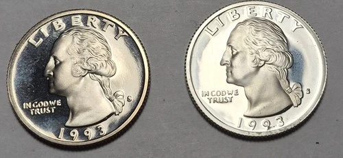 1993S Clad Proof And 1993S Washington Silver Proof Quarters