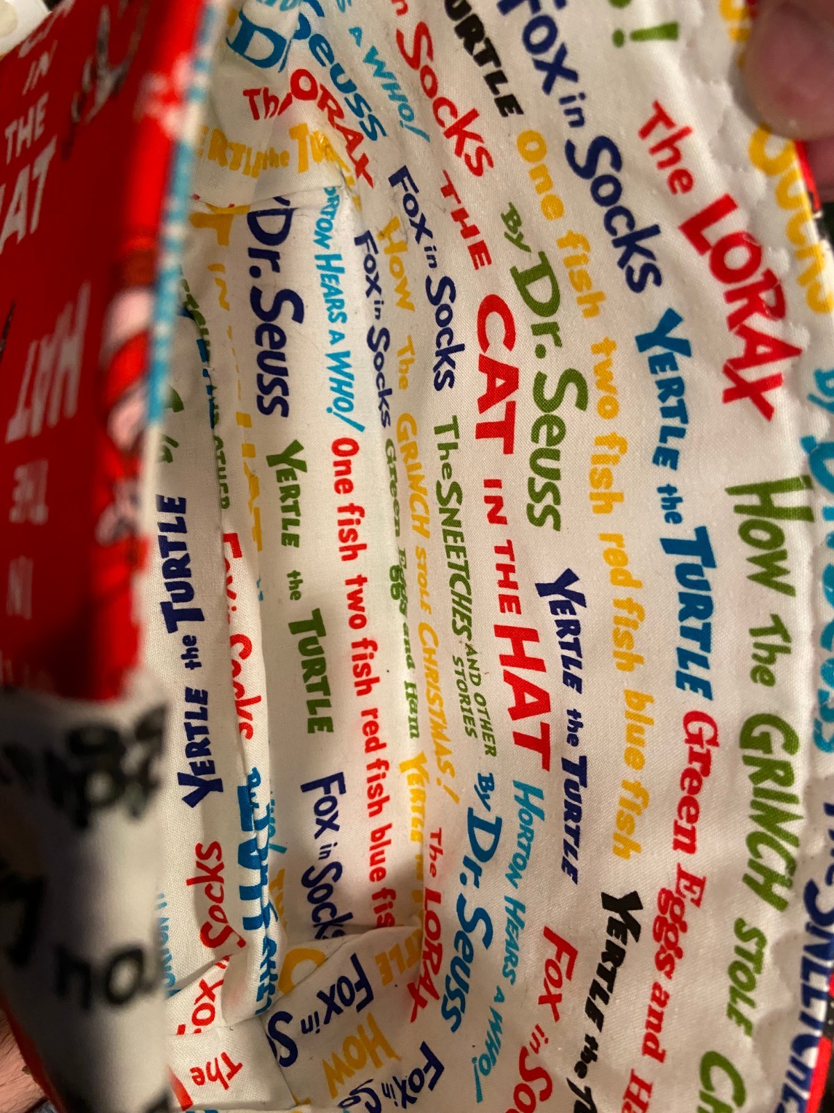 12" The Cat In The Hat Fabric Storage Bag w/Handles *Pre-Owned/No Tags* i2