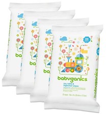Babyganics Toy Table Highchair Wipes - 4 Pack (25 Count Each)