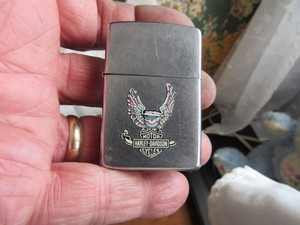 Vintage Zippo Street Chrome Cigarette Lighter Harley Davidson logo L XVI