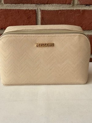 Missoni X Delta Toiletry Travel Cosmetic Case  Cream Chevron Design Bag NEW