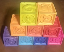Baby Blocks - 1 Set of 9 - Soft Silicone Toy for Stacking, Teething, Education