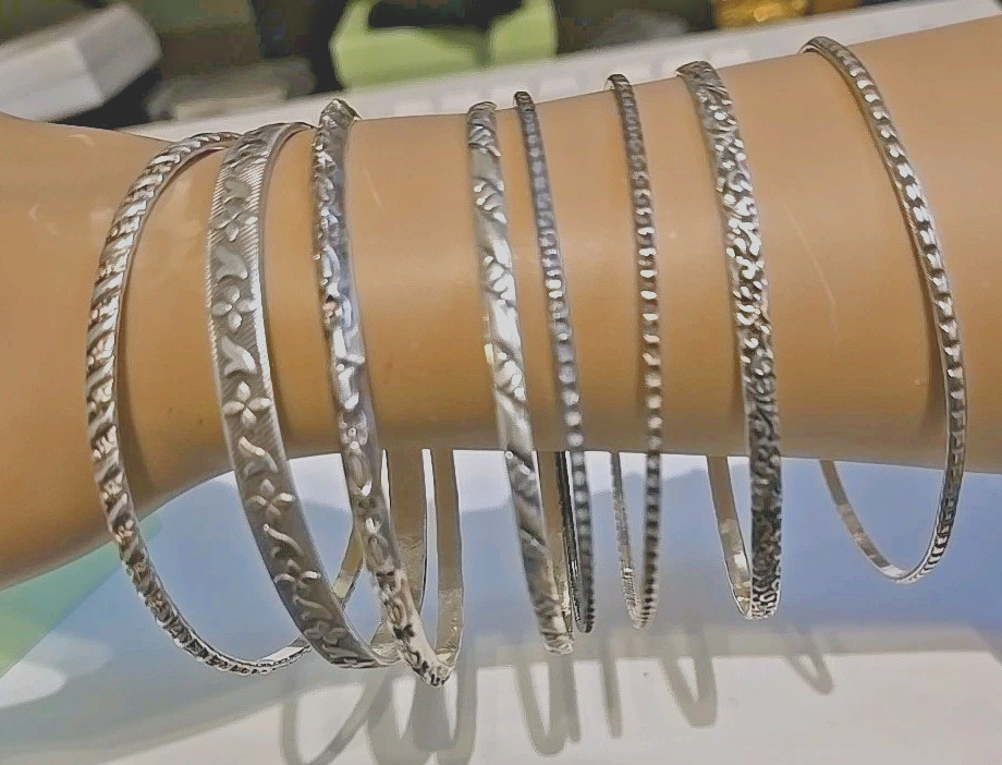 Sterling Silver Lot Stackable Bangle Bracelets & … - image 3