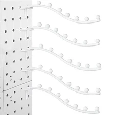 20 PCS White Peg Board Waterfall Hook, 7 Station, Fits 1/4, Metal, Display,Rack