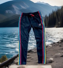 ADIDAS ORIGINALS ADICOLOR TREFOIL SWEATPANTS BLACK/MULTI COLOR WOMENS MEDIUM