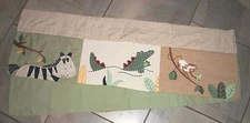 Zoo Animal Applique Green  Beige Rod Pocket Curtain Panel Valance 88 X 14