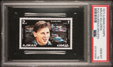 BRUCE McLAREN 1971 Ajman Stamps Posthumous Drivers 2DH - PSA 10 Gem Mint (POP 1)