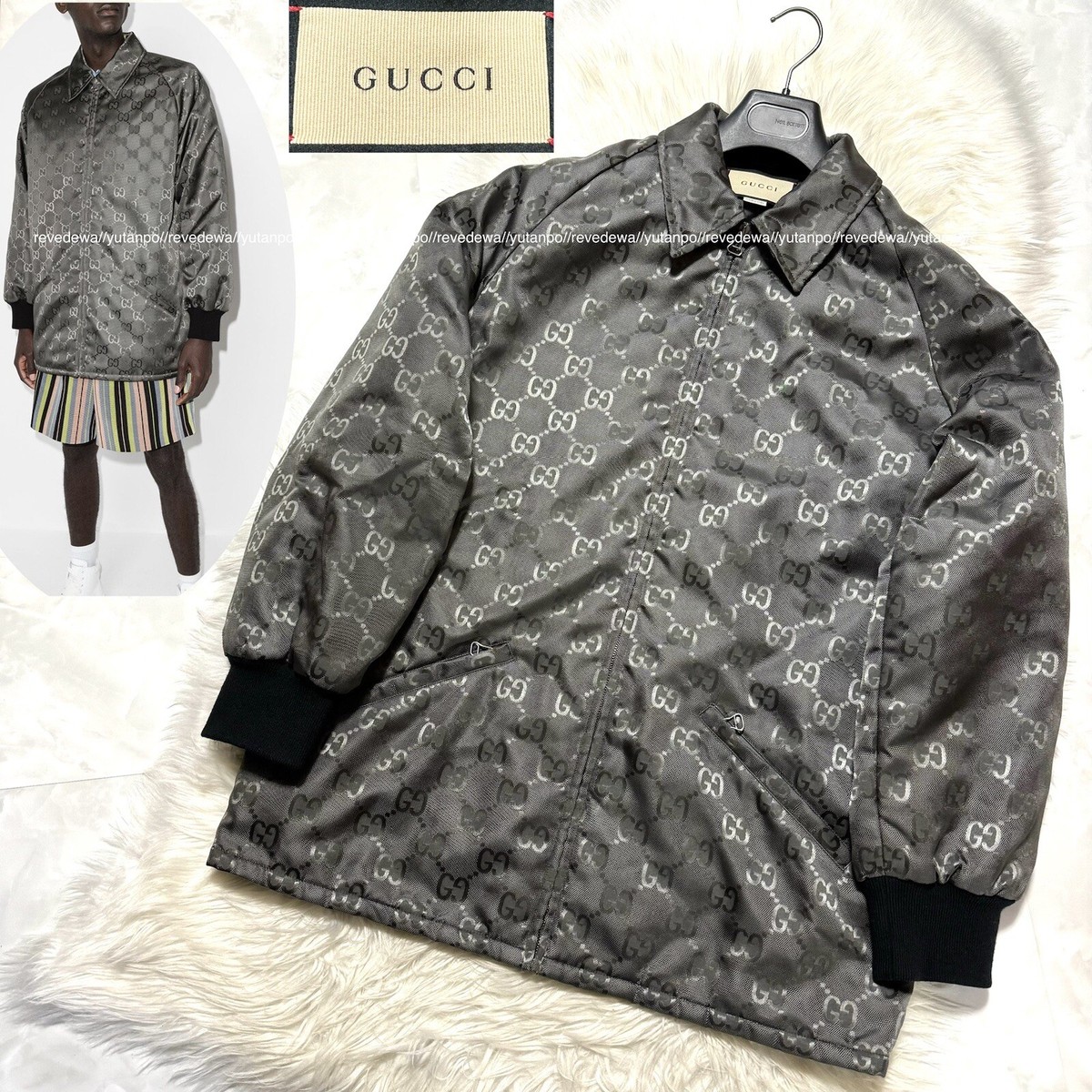 Light ブルゾン Authentic Gucci GG Off The Grid Monogram Blouson Jacket 44 Gray