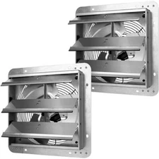 940 CFM 12 in. Silver Aluminum High Speed Gable Mount Shutter Exhaust Fan (Set