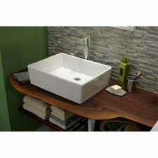 White Ceramic Farm Style Bathroom Vanity Sink Basin Vessel/Flush Mount 24" x 16"