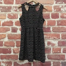 One Clothing Dress Womens Medium Black Tan Abstract Cutout Neck Sleeveless