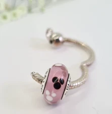 Authentic Pandora Disney Mickey Mouse Icon Pink Murano Glass Parks Exclusive