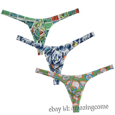 Men's Colorful T-Back Comfy Tangas Underwear Sexy Guys Pouch Gym Bikinis Thong