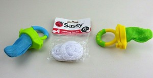 Sassy Teething Feeder Lot Blue Green Yellow Feeders 4 Nip Mesh