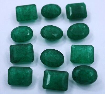 Natural 110 Ct Lot Certified Colombian Green Emerald Oval Mix Cut Loose Gemstone