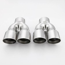Quad 3 Inch Twin 3 Out 3 In Double Wall Stainless Steel Exhaust Tips One Pair