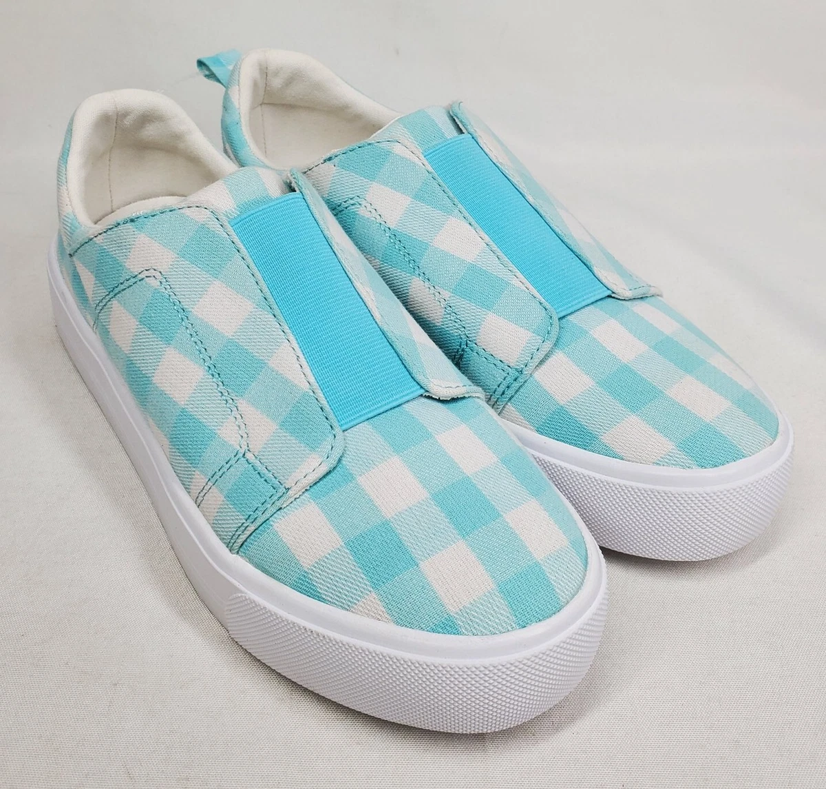 ISSAC MIZRAHI LIVE Gingham Printed Canvas Slip On Comfort