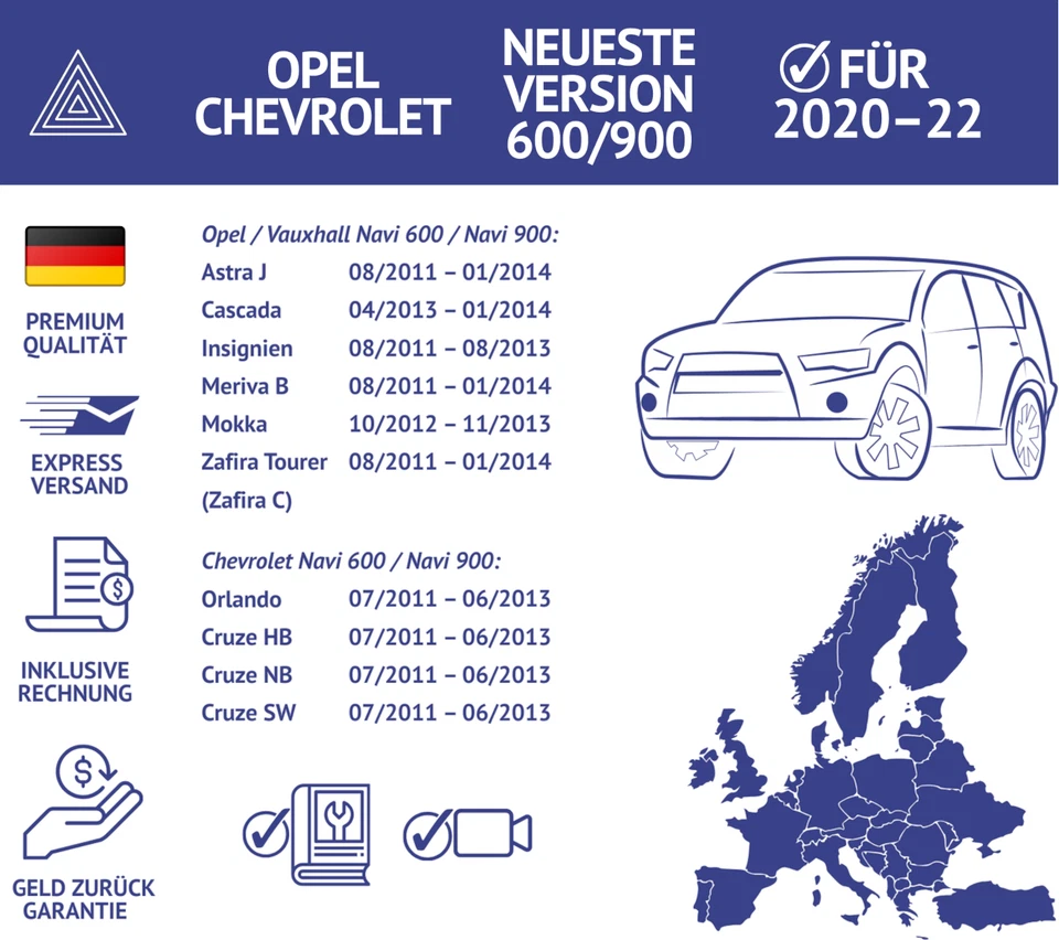 SD Karte kompatibel mit OPEL Navi900 Navi 600 EUROPA Navigation SD Karte - Bild 2 von 4