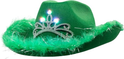 Windy City Novelties Light Up LED Blinking Tiara Cowboy Hat with Green 