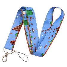 Super Mario Game Scene Themed Blue ID Badge Holder Lanyard