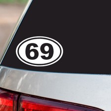 69 Sticker Sex Oral Hot Funny Oval sticker all chrome and regular vinyl colors