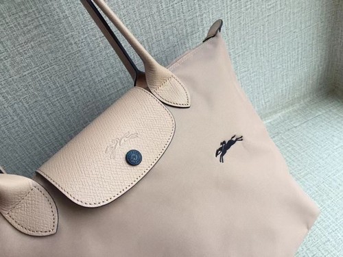Longchamp S-L size Tote Bag Handbag nylon bag Pink Beige/AUBEPINE Leather - Picture 7 of 7