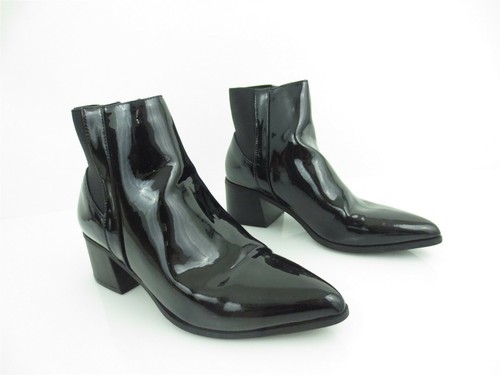 Boots Ankle Patent Leather Bootie Black 