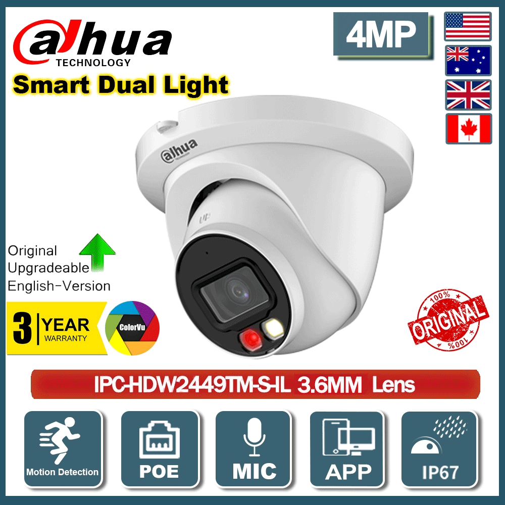 DAHUA 4MP Smart Dual Light ColorVu WizSense Outdoor IP Camera IPC-HDW2449TM-S-IL