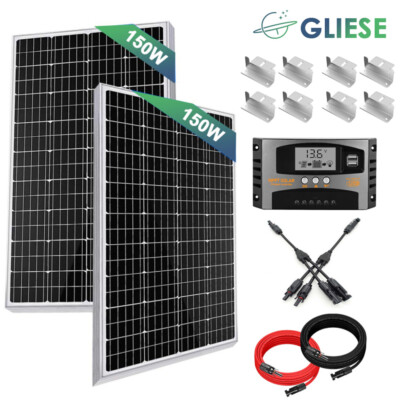 300W Solaranlage Komplettpaket Solarmodul + Montage Z-winkel Halterung Wohnmobil