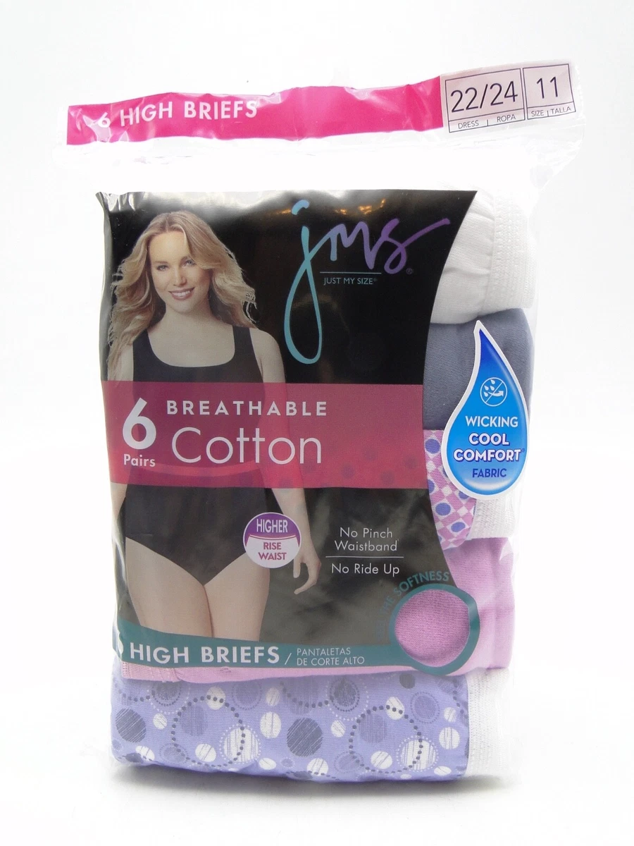 6pr Ladies Hanes Just My Size High Waist Cotton Panty Briefs sizes