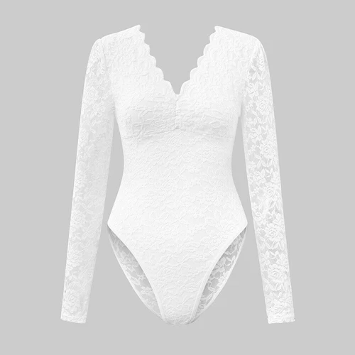 Sexy Langarm DAMEN BODY Spitzenbody Stringbody Bodysuit Dessous Unterwäsche Neu - Bild 6 von 15