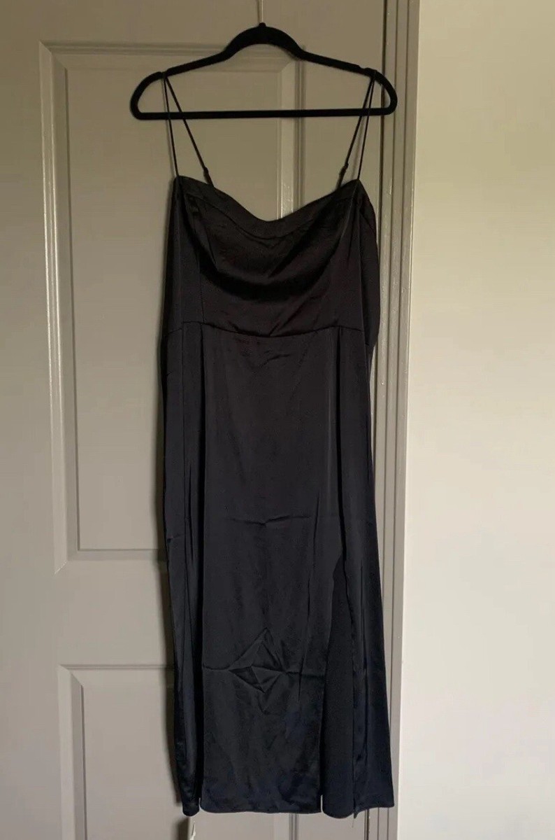 abercrombie long black dress & Fitch Satin High Slit Midi Size XL Prom dresses Their high Sizing:Asian Size SHENGFU Baddie Dresses Sexy feed-gender-women