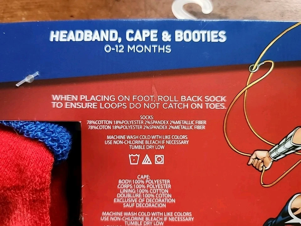Wonder Woman Baby Costume ☆ Cape, Headband & Booties ☆ Brand NEW ☆ 0-12 Mos Size - Image 3 of 4