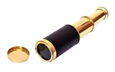 Handmade Brass Telescope 6 inch Leather Sheathed Collapsible Spyglass Telescope