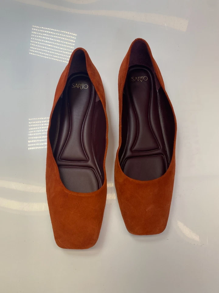 Sarto Mujer Amaya Ballet Puntera Cuadrada Naranja Cuero Plano Talla 8.5 Foto 2 de 4
