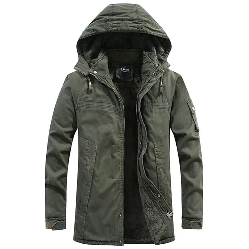 Männer Gewaschte Baumwolle Dicke Fleece Casual Winter Warme Jacke Parkas Mantel - Bild 10 von 30