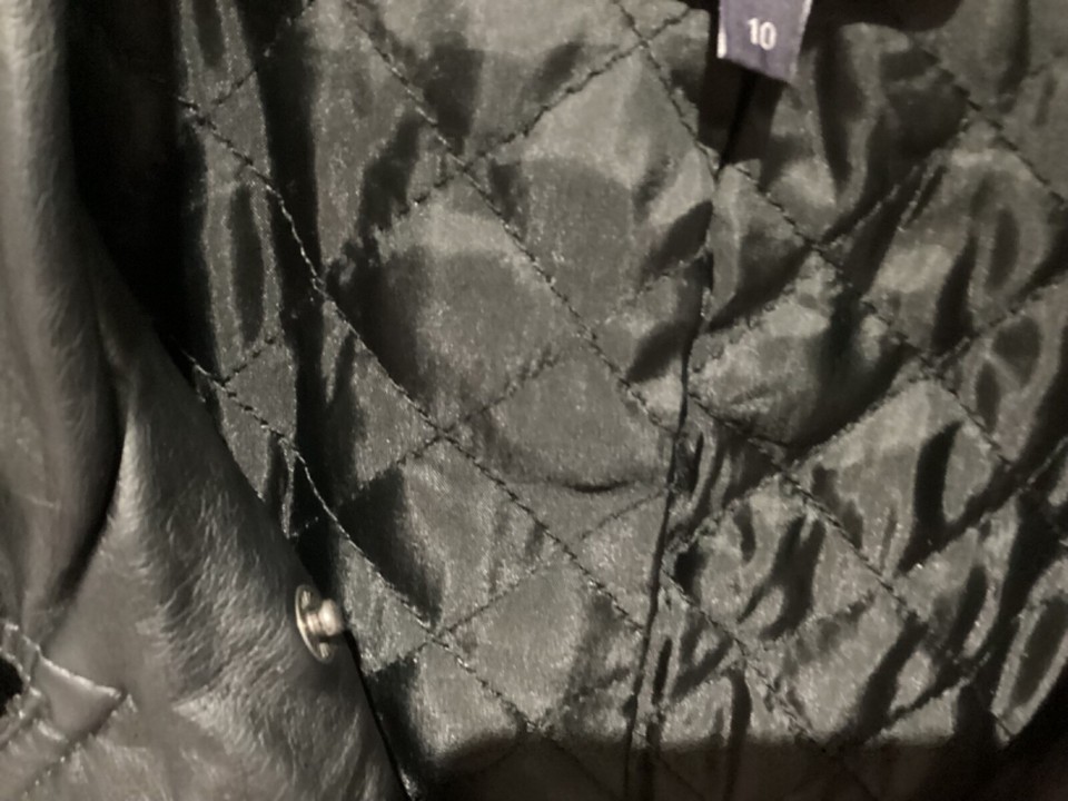 Marks & Spencer Black Biker jacket,size 10, faux leather/check eBay