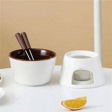 Chocolate Fondue Pot Birthday Melting Mug with 2 Fork Melt Hot Pot Bowl Set