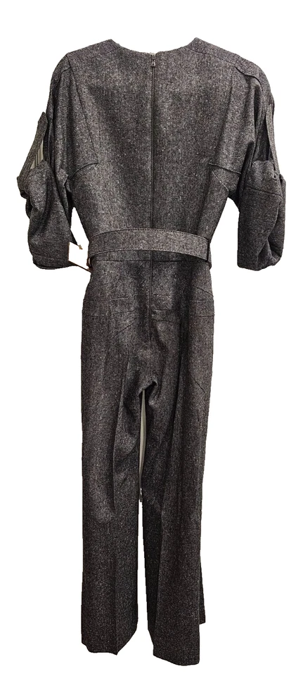 Traje de Salto ANTONIO BERARDI Gris Lana Virgen con Mangas Enrolladas - Talla 42 Foto 4 de 4