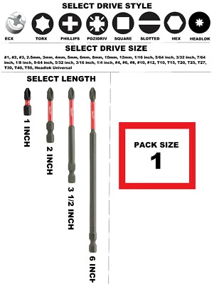 Milwaukee Shockwave Impact Driver Bit -All Sizes- PH TORX SQ HEX PZ SL ECX HL
