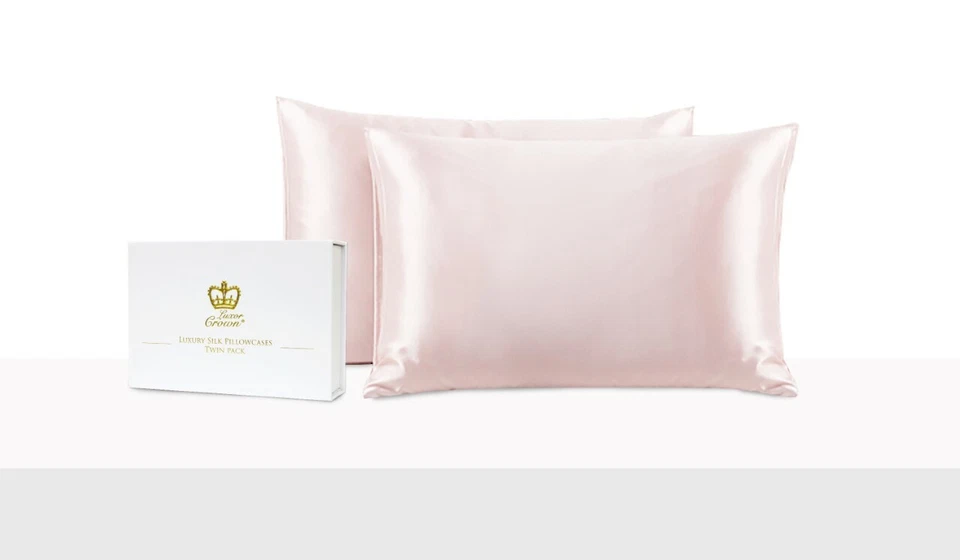 Luxor Crown Set of 2 Mulberry Soft Hypoallergenic Silk Pillowcases with Gift Box - image 4 of 4
