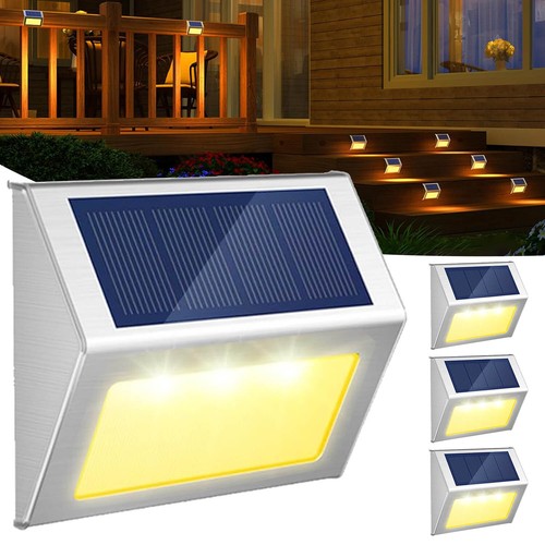 4X LED Solar Wall Lights Outdoor Garden Deck Fence Steps DUSK TO DAWN Decor Lamp - Picture 21 of 30
