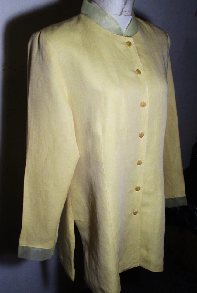 Chaqueta LINO COLDWATER CREEK Amarilla 100% Lino Talla XL Foto 3 de 4