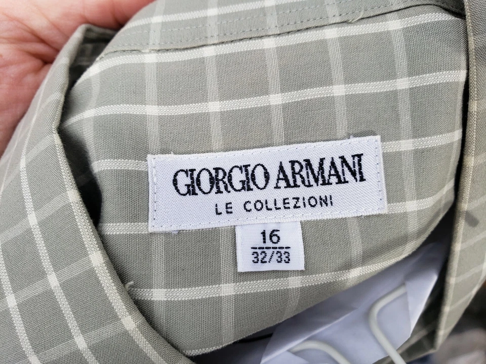 Camisa de algodón vintage Armani para hombre manga larga rayas blancas/rojas ladrillo Foto 4 de 4